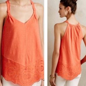 Anthropologie - Coral Eyelet Tank